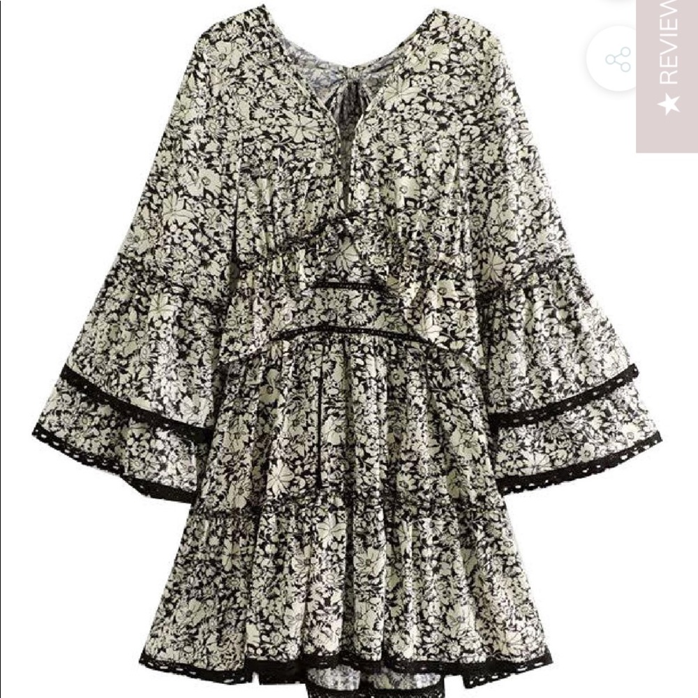 'MALINA' FLORAL OPEN BACK FLARED MINI DRESS